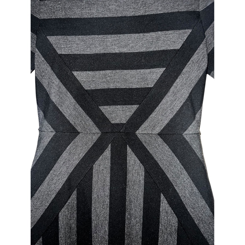 Maeve sz 2 2Black Gray Stripe Pencil Short Sleeve elegant round collar - Picture 6 of 9